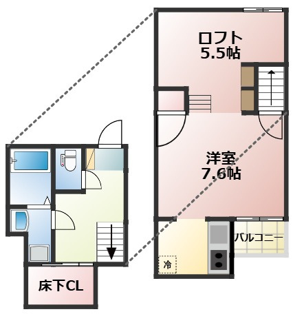熊本市西区二本木４丁目のアパートの間取り