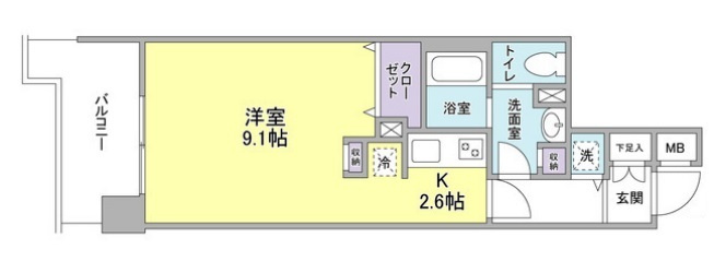 サァラ穂高の間取り|南向きバルコニーのの1R洋室広々11.7帖