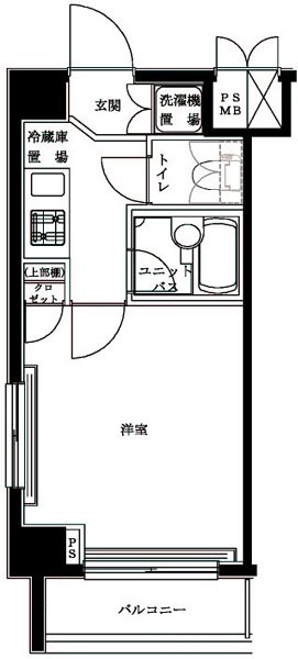 ルーブル大森伍番館の間取り|間取り　1K角部屋バストイレ別洋室
