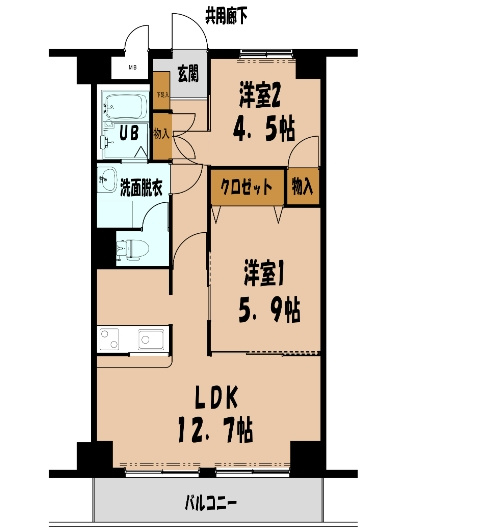ホワイトピア博多駅南の間取り|使いやすい間取りです。