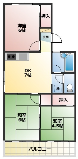 【間取り】 | ハイツ﨑山 | ※リフォーム前の為、現況優先