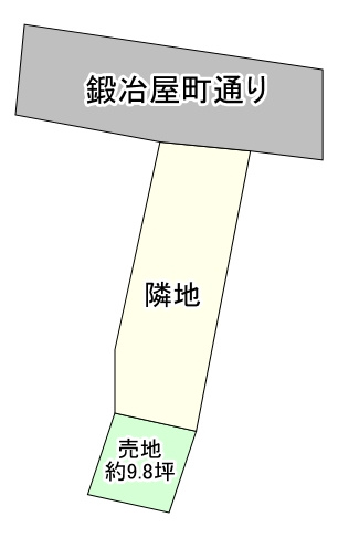 甲府市中央四丁目　売土地　再建築不可の区画図