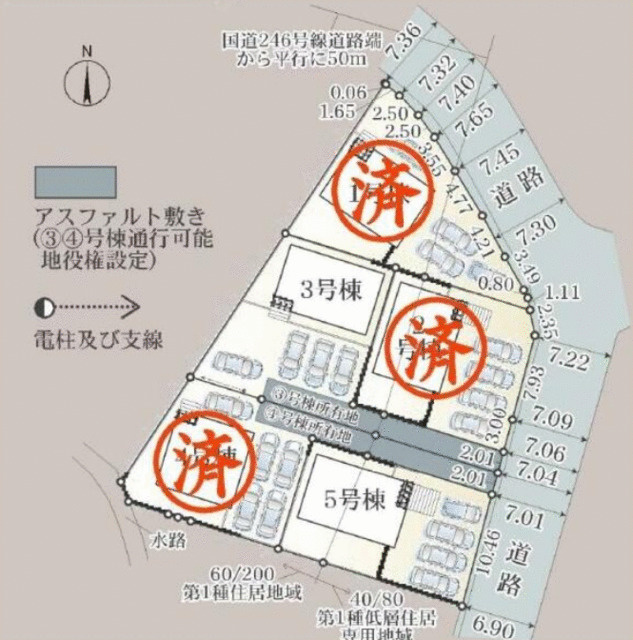 御殿場市北久原の新築一戸建の区画図|敷地内区画図