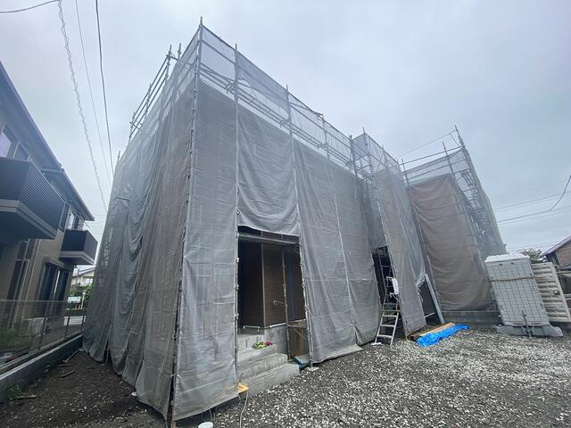 御殿場市北久原の新築一戸建の外観|建築中（８／３０撮影）