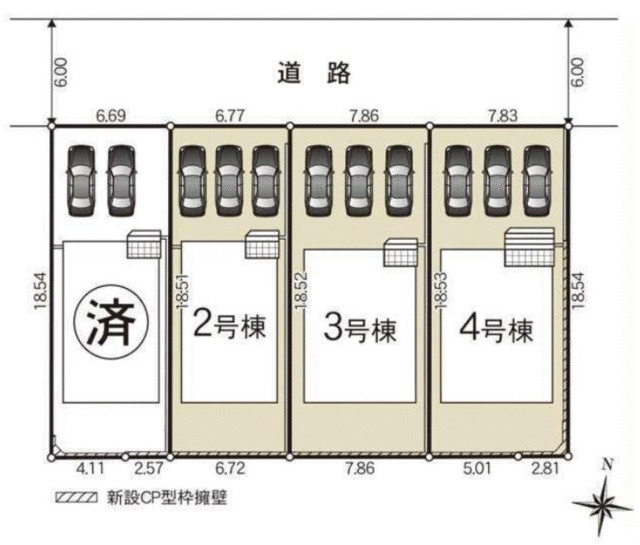 沼津市高尾台の新築一戸建の区画図|敷地内区画図