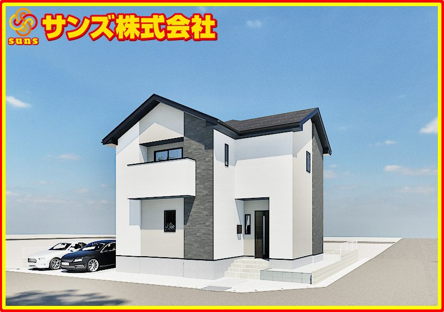 須賀川市和田字弥六内　　　  １号棟　　須賀川第３小学校、須賀川第３中学区　の外観パース|北西側から見た外観CGパース♪