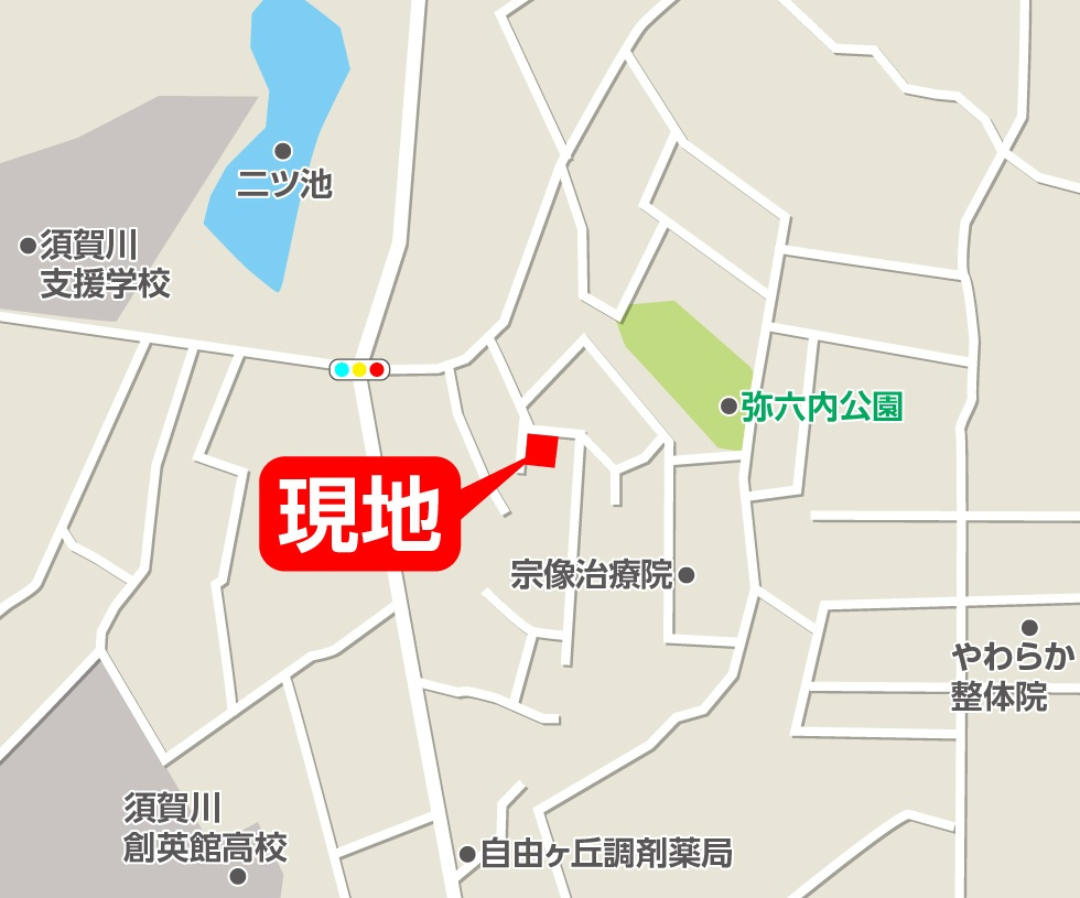 須賀川市和田字弥六内　　　  １号棟　　須賀川第３小学校、須賀川第３中学区　の地図