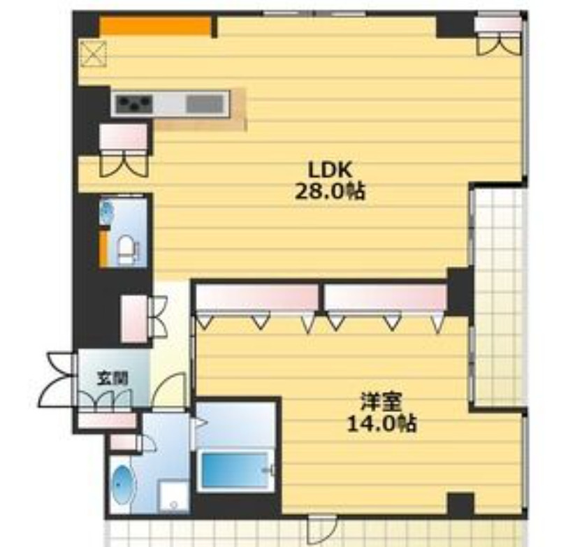 大阪市中央区難波２丁目の店舗事務所の間取り