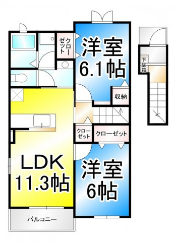 プリムローズ　Aの間取り|収納がたくさんあります。