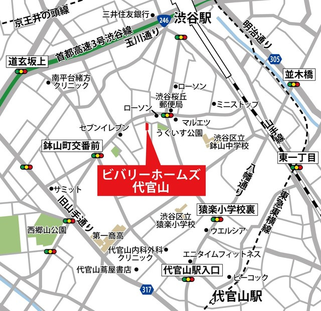 ビバリーホームズ代官山の地図