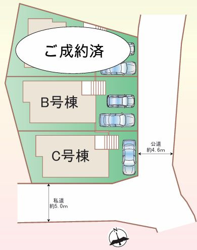 海老名市杉久保北５丁目新築戸建て　B号棟の区画図|区画図「海老名市杉久保北5丁目新築戸建て」