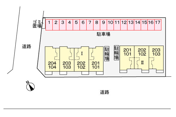 草加市新栄１丁目のアパートの区画図