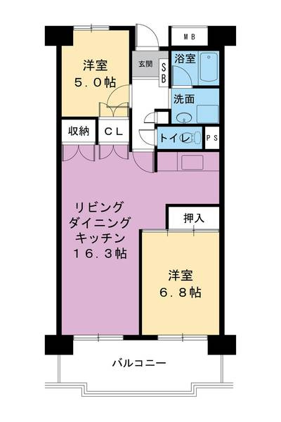 ビレッジハウス高美が丘タワー1号棟の間取り