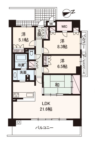 【間取り】 | ジオ彩都いぶきの森 | 広々リビングが魅力の4LDK！ペットと一緒に暮らせます(細則有)。内覧をご希望の際はお気軽にお電話ください。