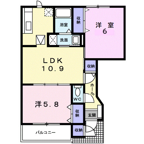 【間取り】 | レフィナードＤ | 使い勝手の良い2LDKの間取り！