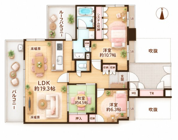 グラン・ブルー香里ヶ丘七丁目の間取り|間取り図はいかがですか？ご希望を叶える間取りですか？リビングの広さは？水回りの位置は？カウンターキッチン？など色々な情報が集約されています。弊社ではリフォームなどのご相談も承っております。
