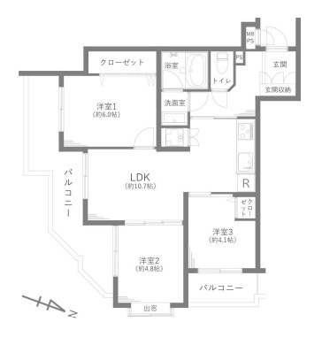 日神パレス高円寺の間取り|日神パレス高円寺：南東向き角部屋！全居室に窓が付いており空気の入れ替えが出来る３ＬＤＫリノベーション物件は住設備も充実！