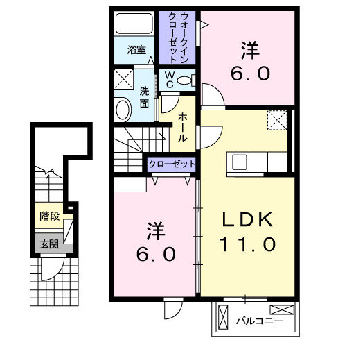 【間取り】 | ウエスト　ヒルズⅠ