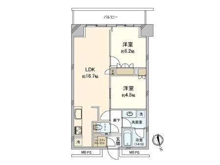 新宿区北新宿２丁目の中古マンションの間取り