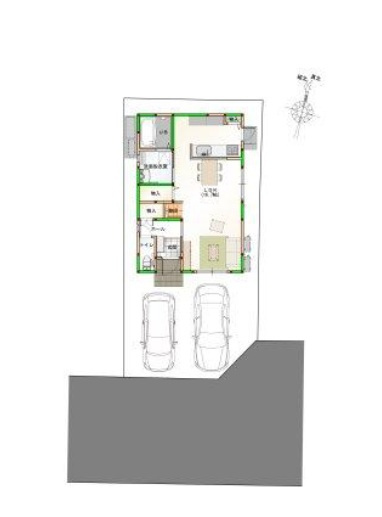 高知市高須東町　②　新築戸建　の区画図|3LDK+WICL　土地面積　101.38㎡（約30.66坪）　建物面積　88.44㎡（約26.75坪）