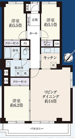 上野毛ビューハイツの間取り