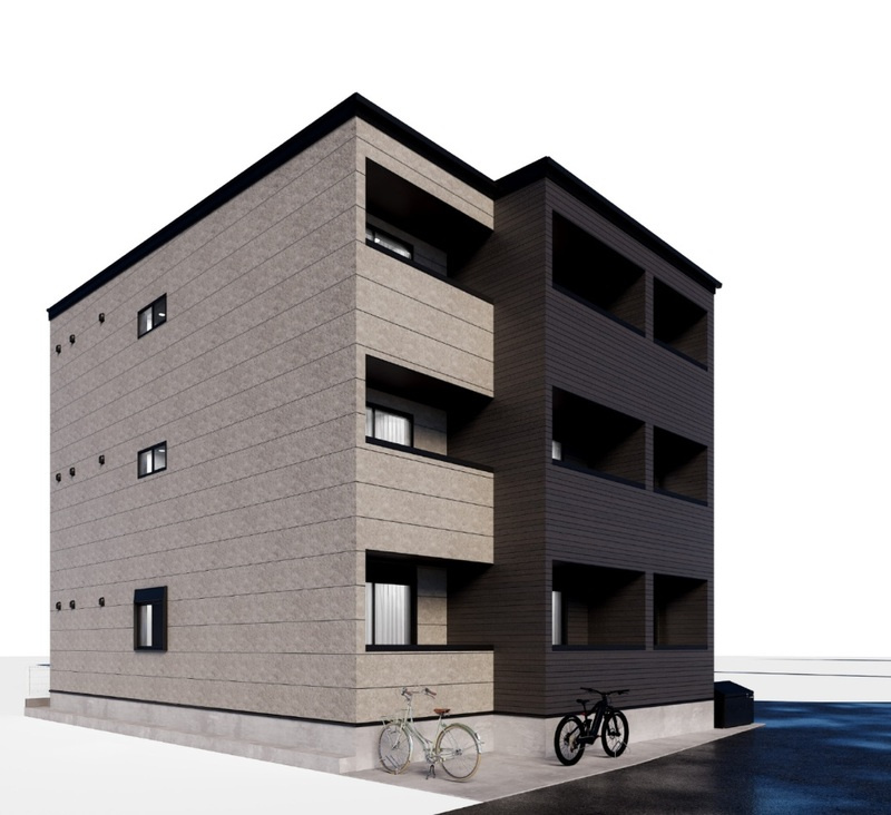 府中市住吉町４丁目のアパートの外観パース