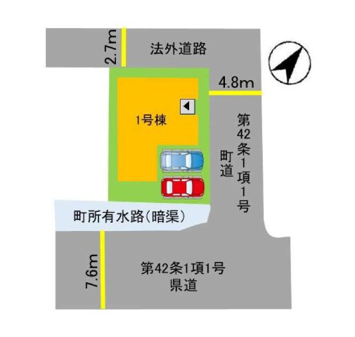 糟屋郡宇美町桜原2丁目第14-1棟（1号棟）の区画図|配置図