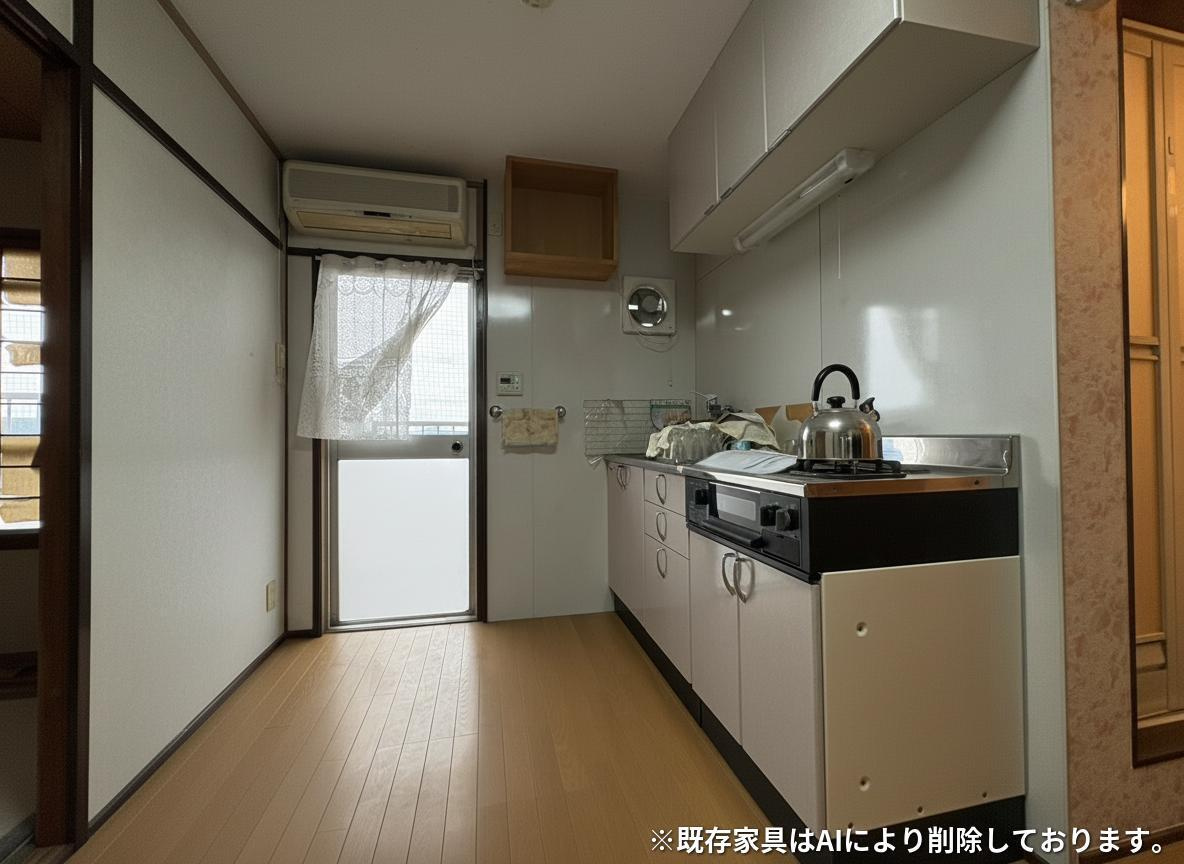 厚生年金住宅 B棟のキッチン|ダイニングキッチン　※既存家具はAIで削除しております。