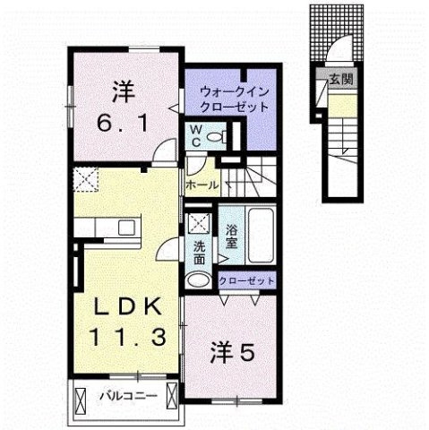 【間取り】 | エスポワール　Ａ | 2LDKのお部屋です