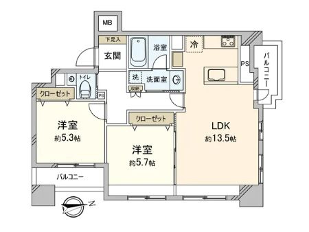 渋谷区代々木２丁目の中古マンションの間取り