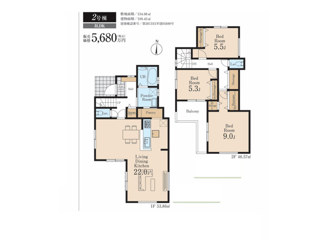 【間取り】 | 元本郷町新築戸建 | 3つの居室とゆとりあるLDKを備えた3LDKの新築戸建。家族が集まるリビングと個室のバランスがよい間取りです。な素材と落ち着いた色合いでまとめた内装が、家族の時間を豊かにします。