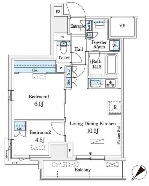 パークアクシス横浜伊勢佐木町通りの間取り