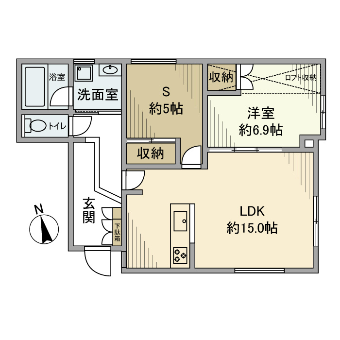 富久町戸建の間取り