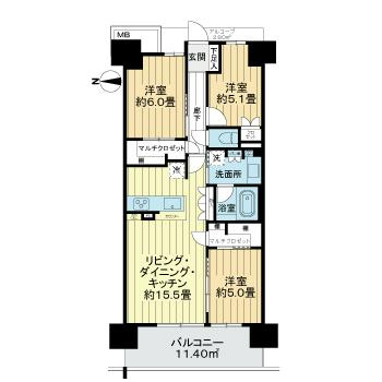なかもずオールズ・ディアコートの間取り