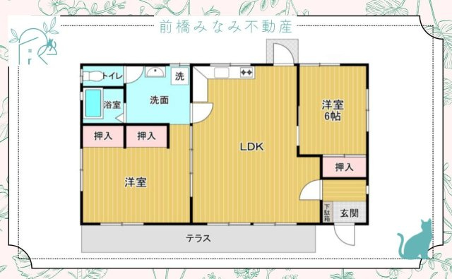 【中古平屋】高崎市吉井町吉井　２LDKの間取り