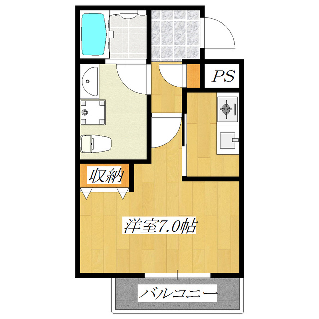 Ｌａ ｍｉａ ｃａｓａ Ｔｉａｒａの間取り|充実した設備が魅力の広々１K☆