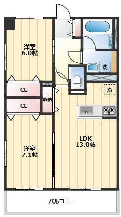 リリーヴィレッジCRESTの間取り