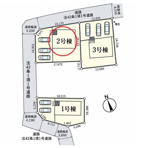 仲介手数料無料　吉見町下細谷669-1　新築戸建　全３棟の区画図