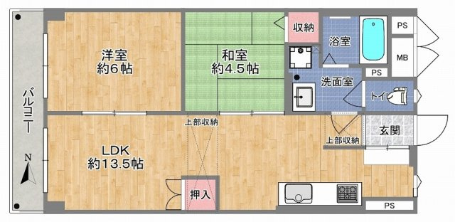 【間取り】 | 平野コーポ　リフォーム済 | 【室内水廻り設備一新！全面リフォーム済み☆TVモニターホン新調完備☆全室照明器具付き♪エアコン1台付き☆給湯器（追炊付）新調、バルコニー水栓あり☆】