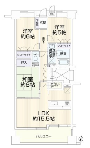 【間取り】 | サンクレイドル八王子北野台 | 3LDKは、リビングダイニングキッチンと3つの居室がある間取り。ファミリー層に非常に人気の高い間取りで、広々としたリビングで家族団らんを楽しみ、個室でプライベートな時間も確保できるのが大きな魅力です。