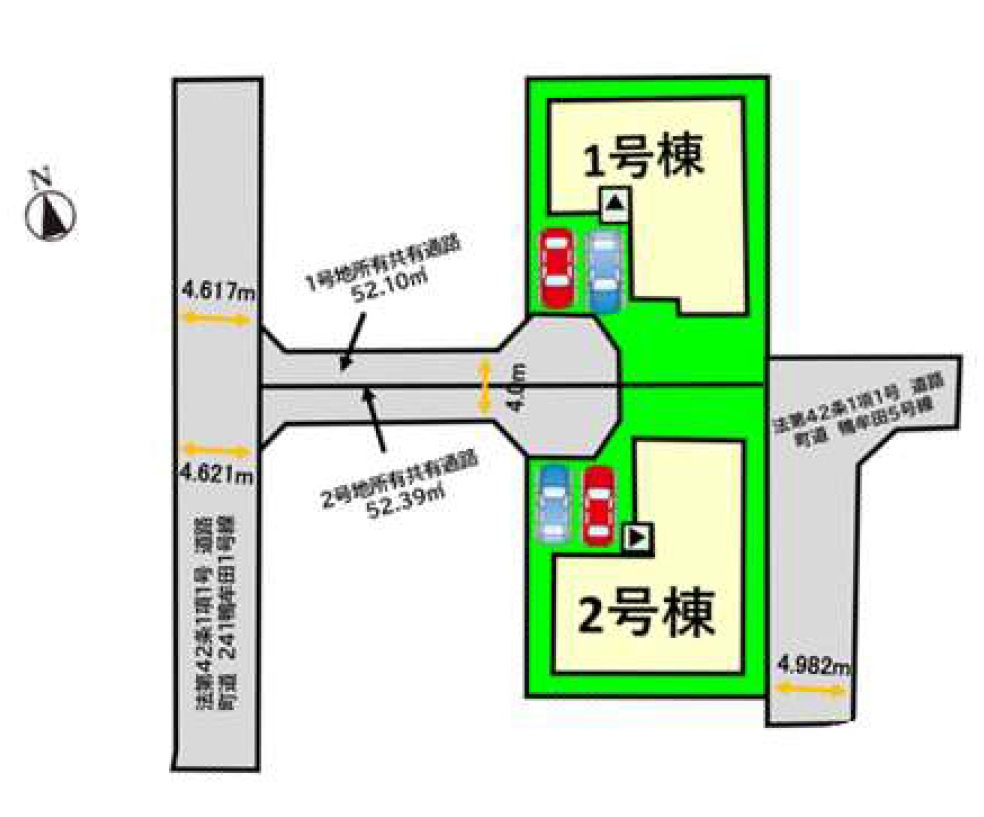 朝倉郡筑前町篠隈第1-2棟（1号棟）の区画図|配置図（1号棟）
