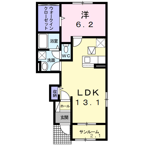 モデラート２３　Ａの間取り|間取図