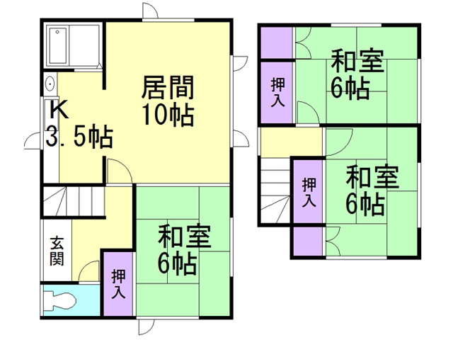 室蘭市御前水町1丁目17-7戸建の間取り