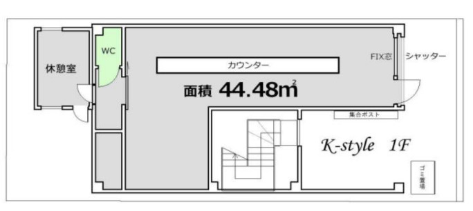 大阪市生野区桃谷５丁目の店舗一部の間取り
