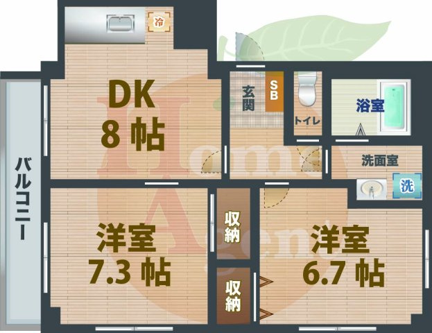 【間取り】 | ルディア | 2DKのお部屋です。