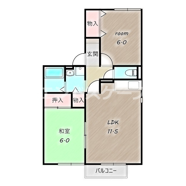 セジュール石原　Ｂの間取り|高崎、前橋のお部屋探しはエンドスケープまで！お客様の理想お聞かせ下さい♪