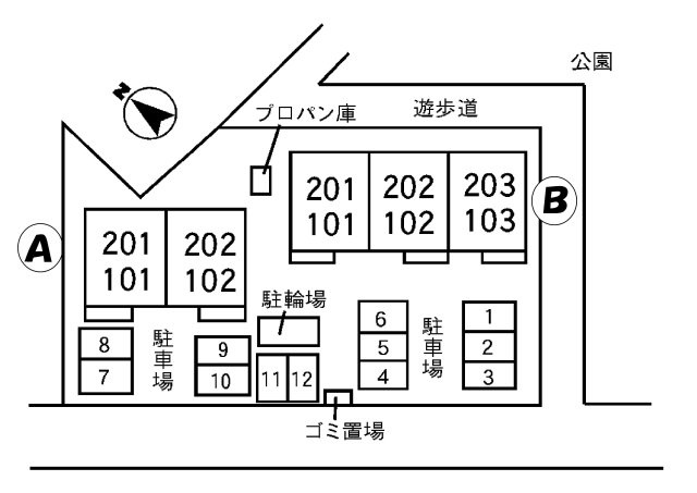 プレパルク南平野Bの区画図