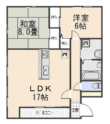 奈良市三碓６丁目の賃貸マンションの間取り