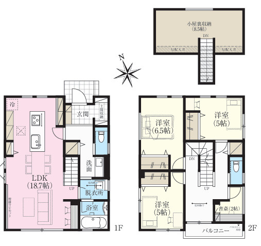 【間取り】 | 海老名市門沢橋５丁目　新築戸建て　全6棟【仲介手数料無料】 | 海老名市を中心に地域密着で営業♪不動産のことなら「大樹不動産」へ