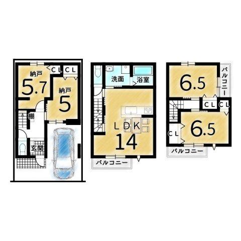 鳳瑞町　Ｂプラン　建築条件付き土地の土地図＋建物プラン例